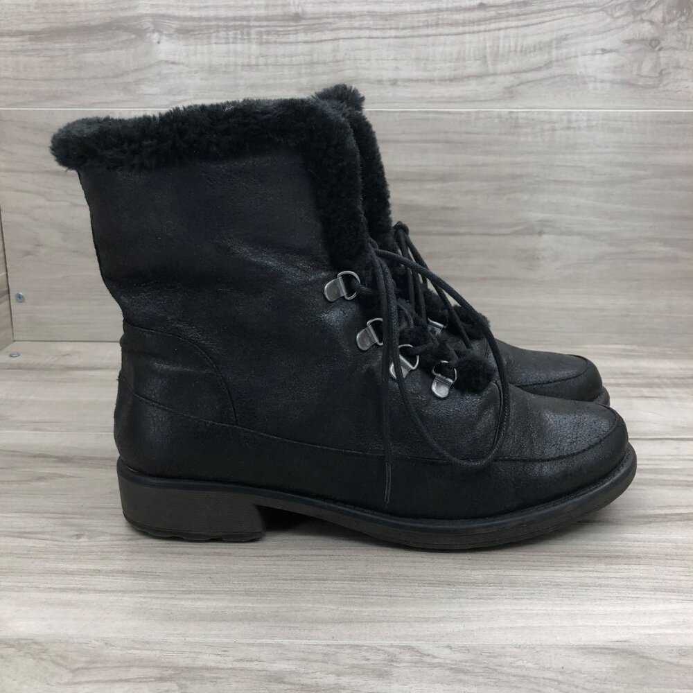 Baretraps Boots Womens 8M Sindee Black Lace Up Lined Winter Shoes